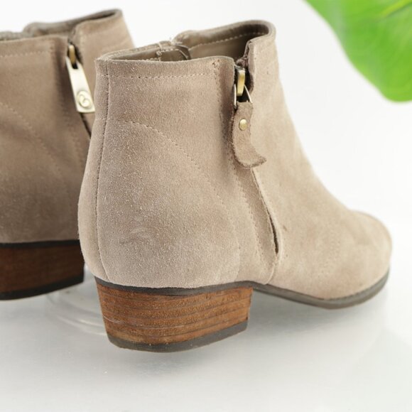 Blondo Womens Linda Boots Size 7 Waterproof Taupe Tan Suede Booties Block Heel - Picture 3 of 16